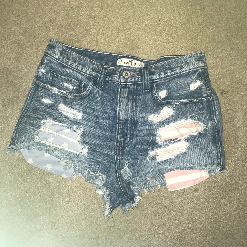 hollister american flag themed cut offs